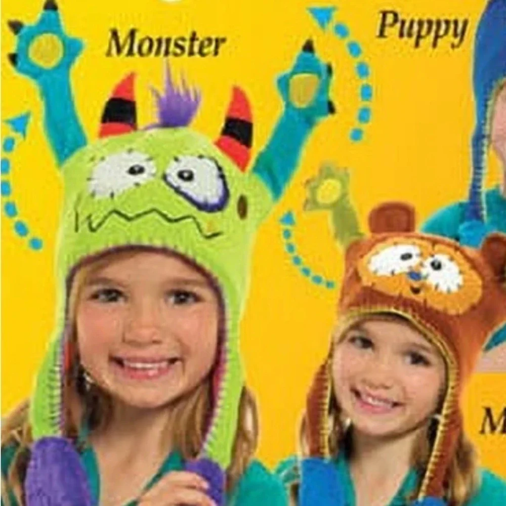 FLIPEEZ Monster Knit Hat - Green and Orange